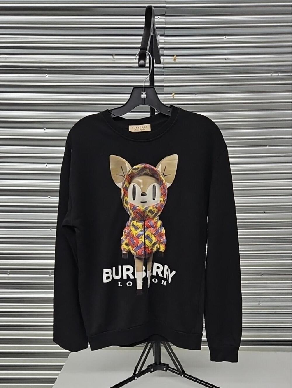 Burberry Black Crewneck Sweatshirt with Multicolor Character Graphic